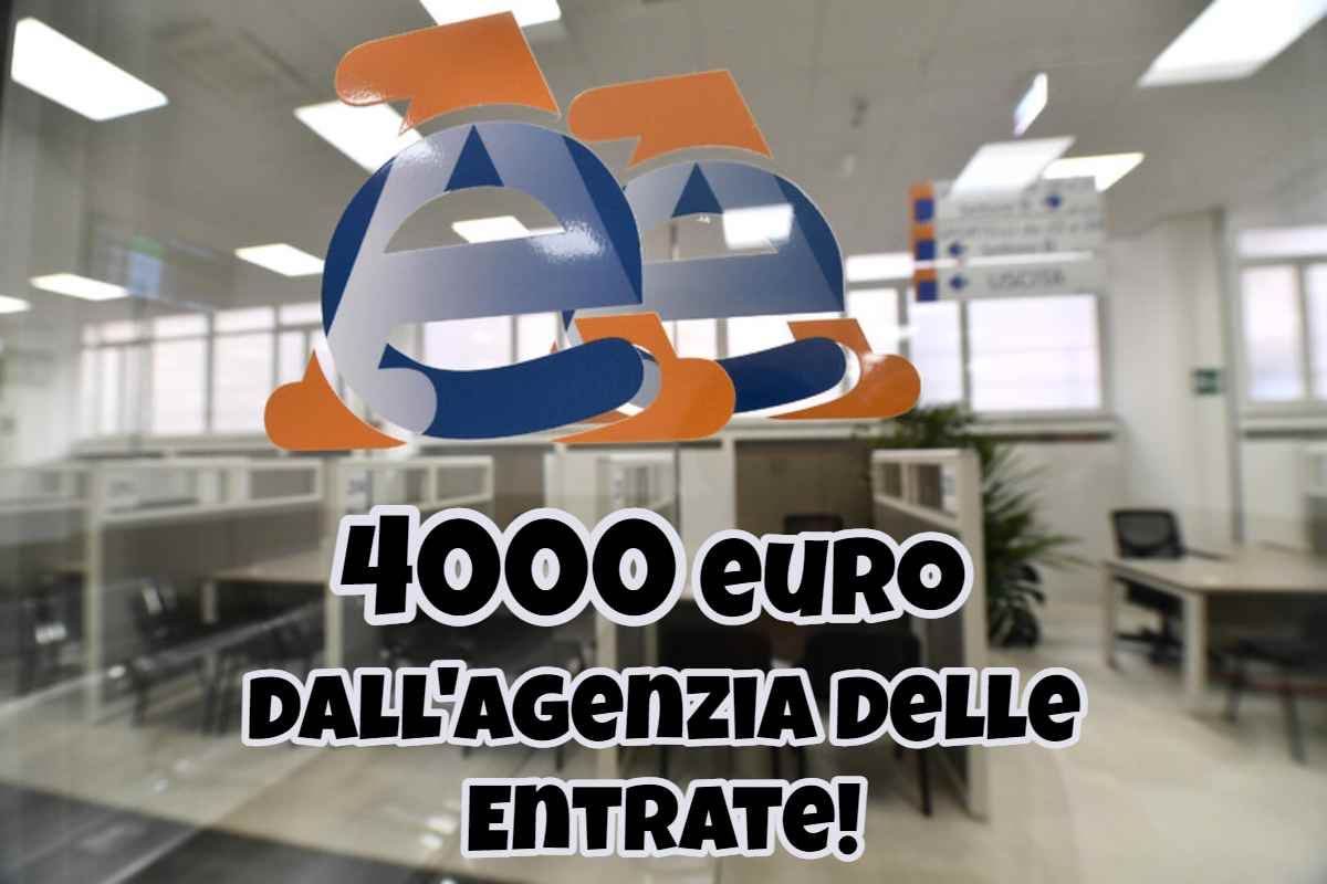 4000 euro dall'Agenzia delle Entrate