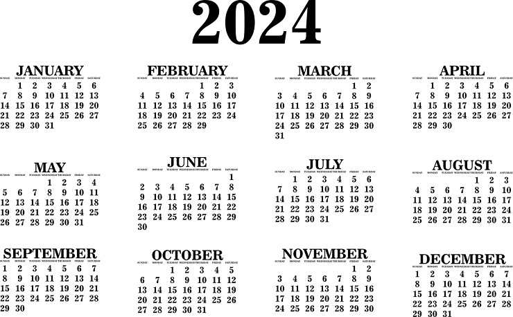 Un calendario del 2024